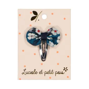 Barrette mini pétale - Liberty Mitsi indigo