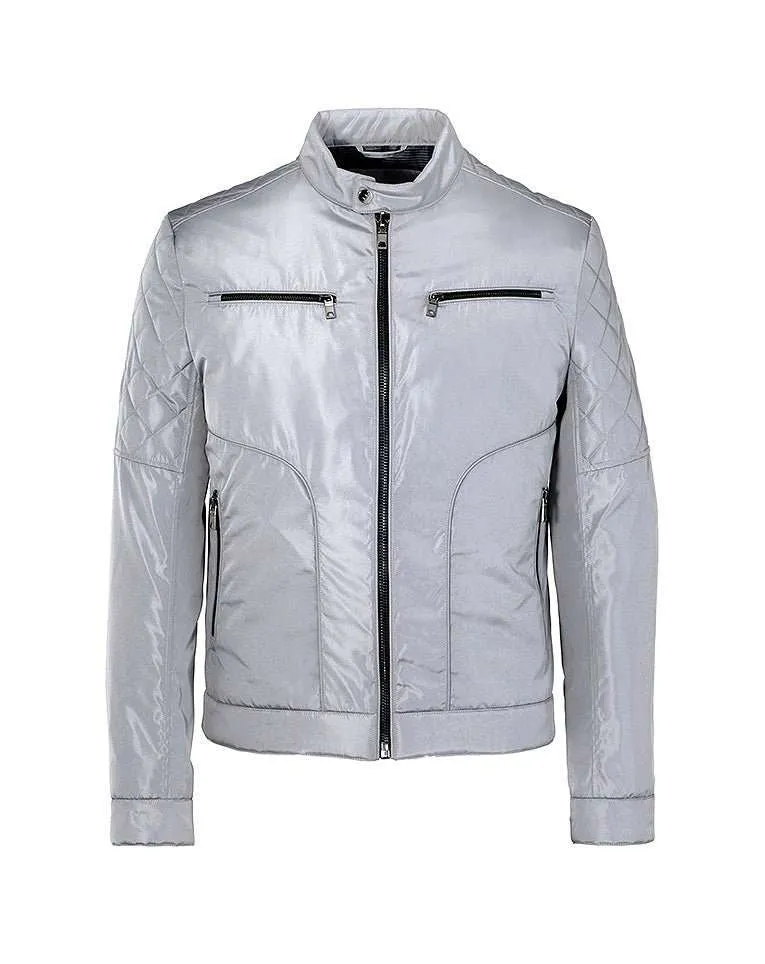 BLOUSON LÉGER COL MOTARD GRIS