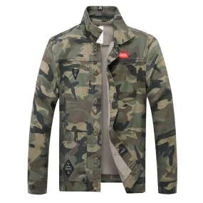 Fashion Slim Stretch Camouflage Black Men's Jacket