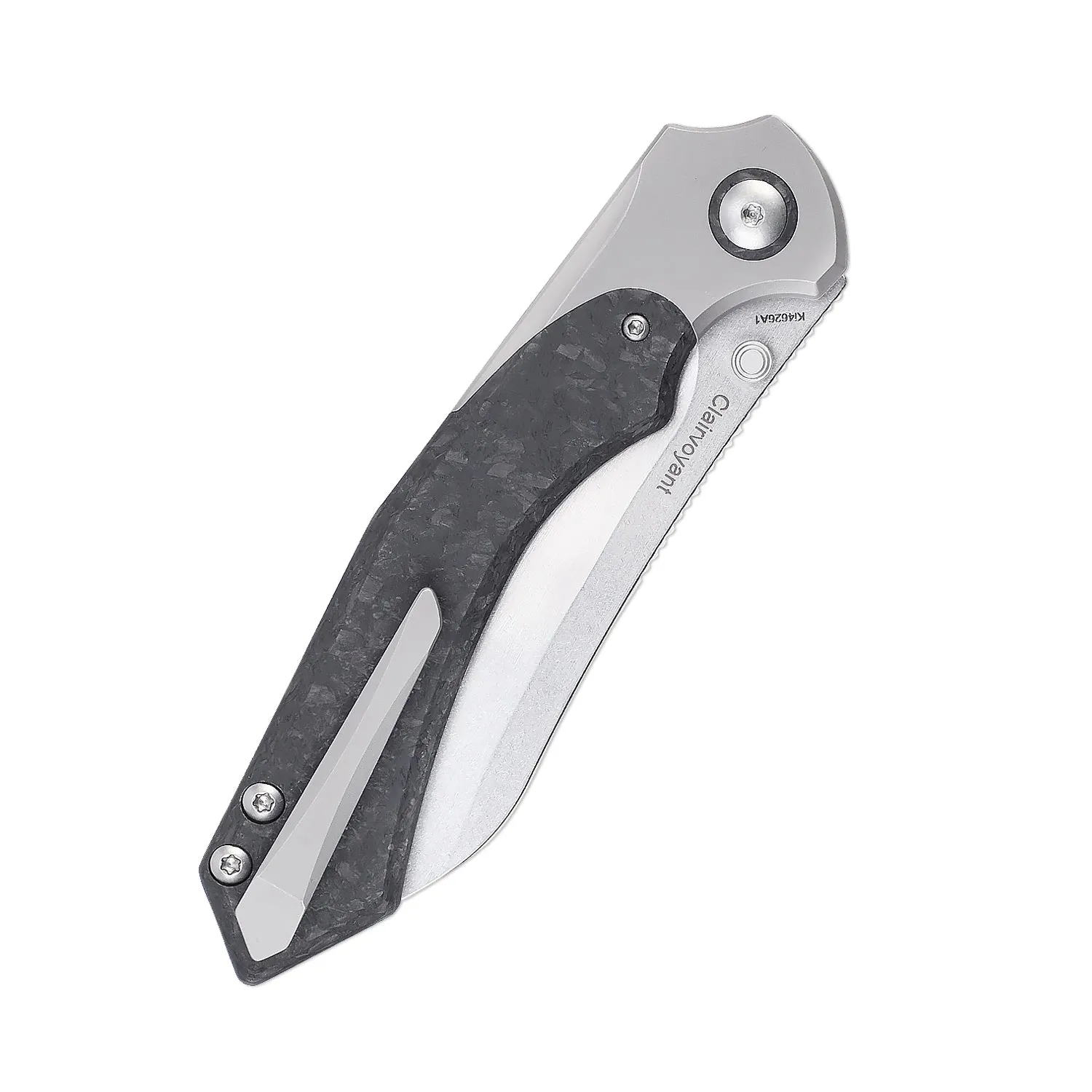 Kizer Clairvoyant S35VN Blade Button Lock Titanium & Carbon Fiber Handle Ki4626A1 (3.74 Stonewash)