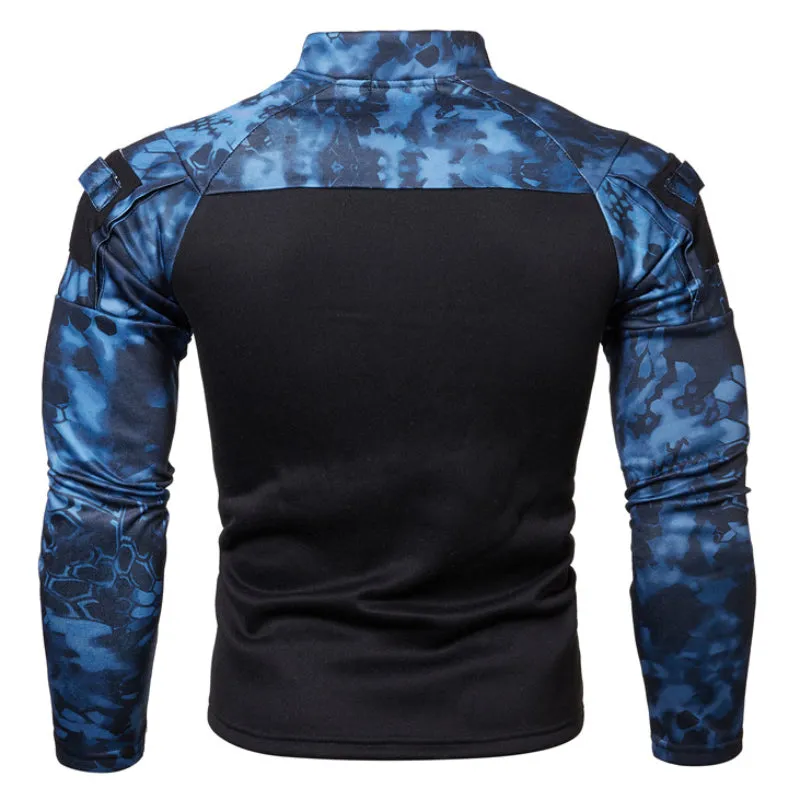 Military Field Camo Stand Collar Men's T-shirt