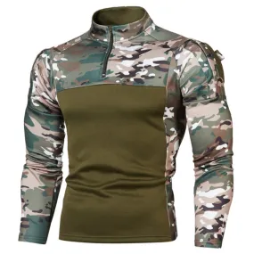 Military Field Camo Stand Collar Men's T-shirt