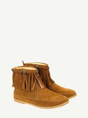 Montana West Fringe Trim Western Booties