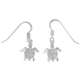 Sterling Silver 11mm Sea Turtle Dangle Earrings