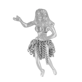 Sterling Silver Hula Girl Chain Skirt Pendant